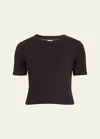 L Agence Donna Short-sleeve Cropped Tee In Black