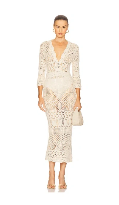 L Agence Dovie Mixed Pointelle Dress In White