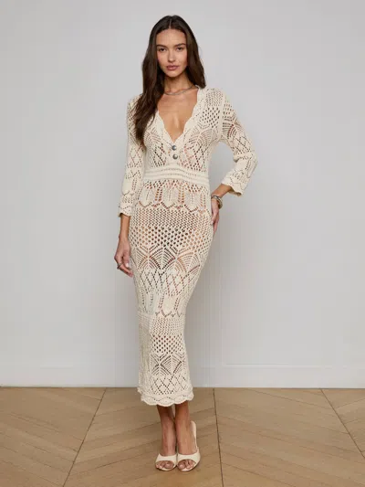 L Agence Dovie Pointelle Knit Dress In Neutral