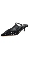 L Agence L'agence Edith Mary Jane Pointed Toe Kitten Heel Mule In Black Velvet