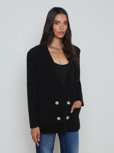 L'agence Eileen Knit Boyfriend Blazer In Black/crystal