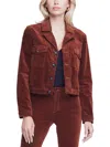 L AGENCE EISENHOWER WOMENS VELVET CROPPED TRUCKER JACKET