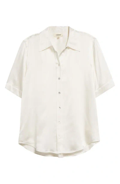 L'agence Elah Short Sleeve Silk Shirt In Ivory