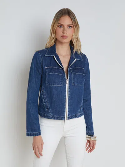 L Agence Elaine Denim Jacket In Blue