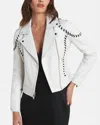 L'agence Eleana Whipstitch Leather Jacket In White