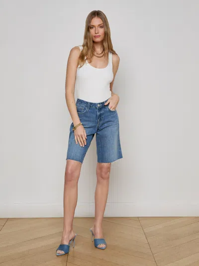 L Agence Elise Denim Bermuda Short In Woodrow