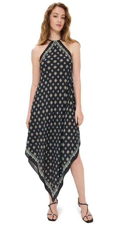 L Agence Elise Southwestern Halter Midi Dress Black