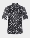 L Agence Ellah Silk Blouse In Blackecru Polka Dot