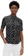 L Agence Ellah Silk Blouse In Black/ecru Polka Dot