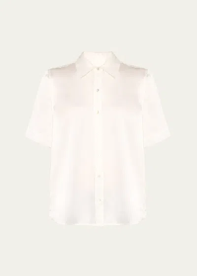 L Agence Ellah Short Sleeve Blouse In Ivory