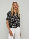 L Agence Ellah Silk Blouse In Black/ecru Polka Dot
