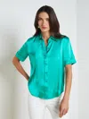 L'agence Ellah Short Sleeve Blouse In Bright Seafoam In Bright Seafoam