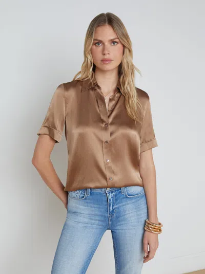 L Agence Ellah Silk Blouse In Dark Cappuccino