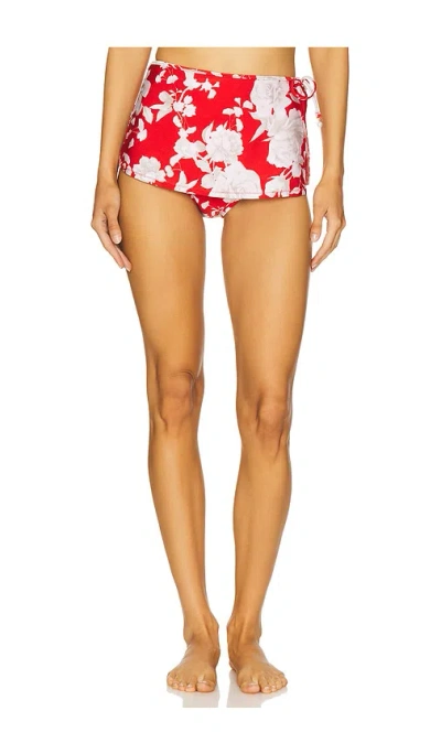 L Agence Ellen Bikini Bottom With Wrap Skirt In Ikebana Rose
