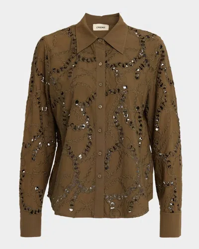 L Agence Ellery Eyelet Blouse In Green