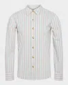 L Agence Ellery Long-sleeve Blouse In Baby Pink/sage Stripe