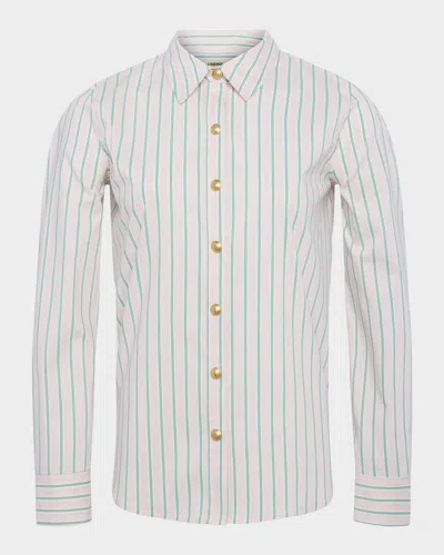 L Agence Ellery Long-sleeve Blouse In Baby Pink/sage Stripe
