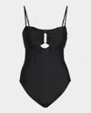 L'agence Emilia Solid Bandeau V Wire One Piece Swimsuit In Black