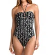 L Agence Emila Geo Halter Bandeau One Piece Swimsuit In Black In Black