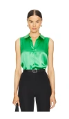 L Agence Emmy Sleeveless Silk Blouse In 岛屿绿