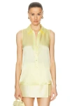 L'agence Emmy Sleeveless Silk Blouse In Yellow Sorbet