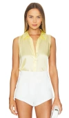 L'agence Emmy Sleeveless Silk Blouse In Yellow Sorbet