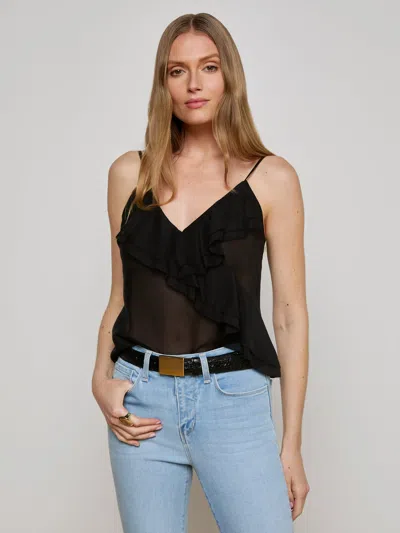L Agence Erika Silk Chiffon Camisole In Black