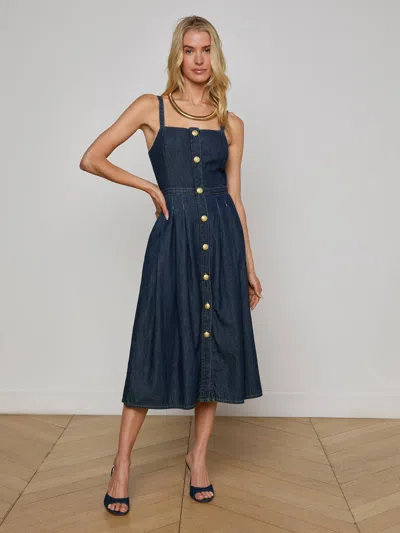 L Agence Esmeralda Chambray Dress In Blue