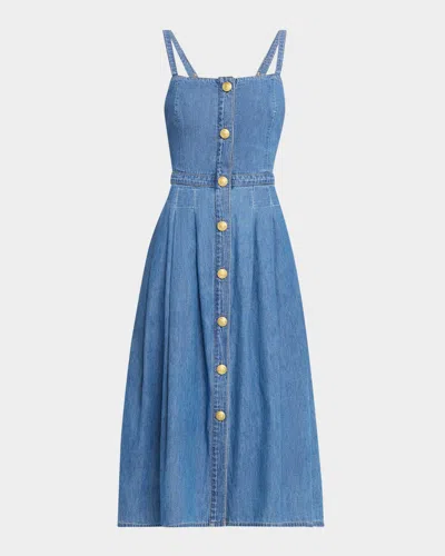 L Agence Esmeralda Denim Midi Dress In Stokes