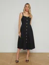 L Agence Esmeralda Button-front Midi Dress In Black
