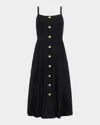 L Agence Esmeralda Button-front Midi Dress In Black