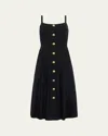 L Agence Esmeralda Button-front Midi Dress In Black