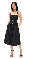 L Agence Esmeralda Button-front Midi Dress In Black