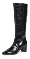 L Agence Eugenie Ii Boots Black Croco Embossed In Black Croco Embossed