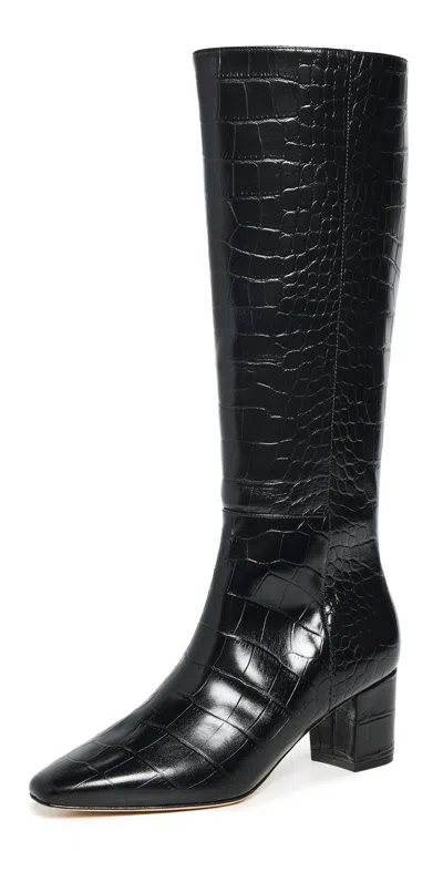 L Agence Eugenie Ii Boots Black Croco Embossed