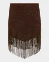 L Agence Eulla Embellished Mini Skirt In Brown