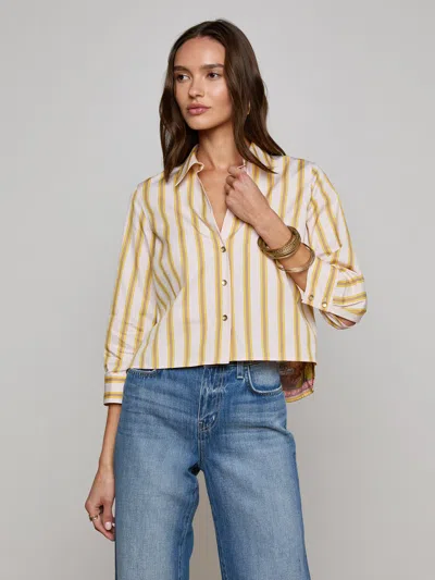 L Agence Fawn Desert Print Shirt In Yellow