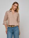 L Agence Fawn Western Card Print Shirt In Brown