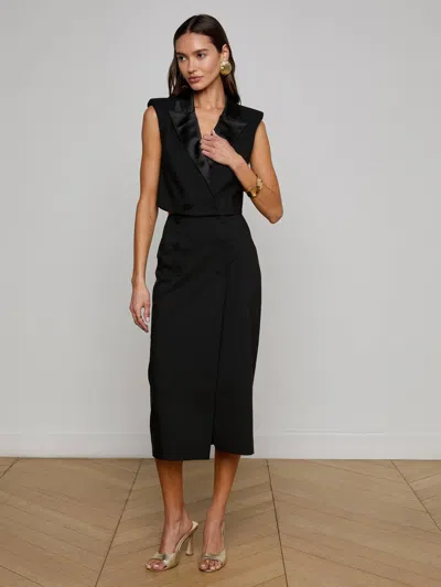 L Agence Febe Tuxedo Skirt In Black