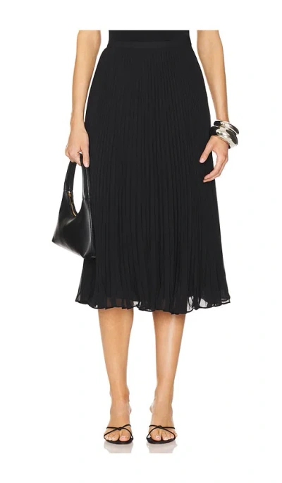 L Agence Fernanda Pleated Midi Skirt In Black
