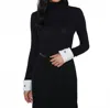 L Agence Flora Poplin Cuff Sweater In Black/white In Black