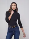 L Agence Flora Turtleneck In Black/black