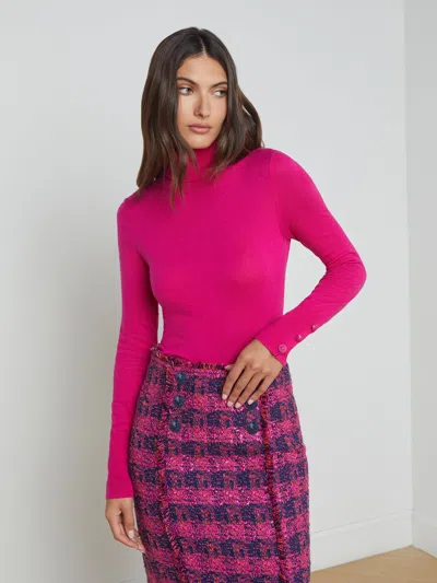 L Agence Flora Turtleneck In Fuschia Rose