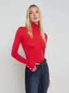 L Agence Flora Turtleneck In Lava Red/gold