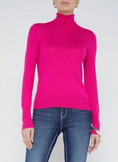 L Agence Flora Turtleneck Sweater In Fuschia Rose In Multi