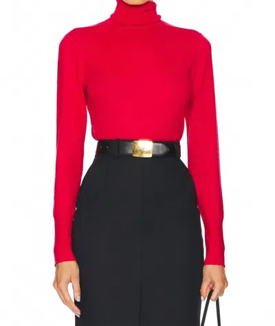 L Agence Flora Turtleneck Sweater In Lava Red/gold