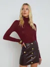 L Agence Flora Turtleneck Sweater In Syrah/gold In Syrah/gold