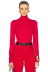 L Agence L'agence Floral Turtleneck Sweater In Lava Red & Gold