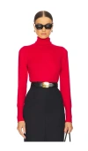 L Agence L'agence Floral Turtleneck Sweater In Red