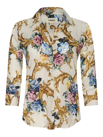 L Agence Floral-baroque-print Blouse In Neutral